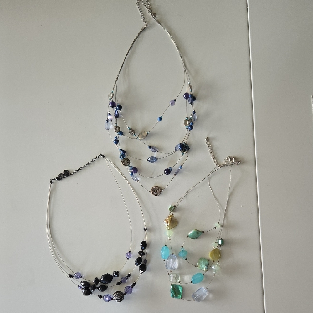 Elegant Multicolor Beaded Necklaces. Set Of 3